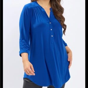 Dana Bunchman Bright Blue Women's Blouse Size Medium